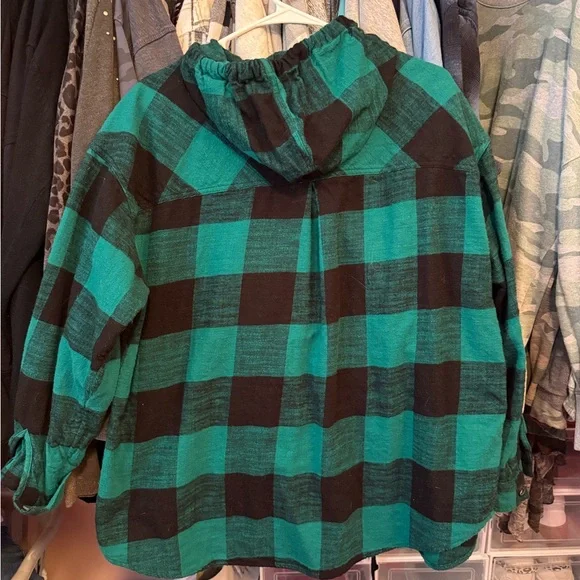 Maurices Green & Black Plaid Hoodie - Picture 2 of 3